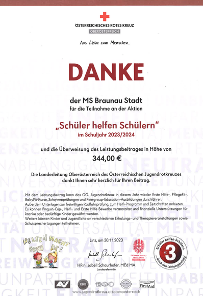 Spendenaktion "Schüler helfen Schülern"