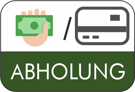 Bezahlung bei Abholung per Karte oder Barzahlung