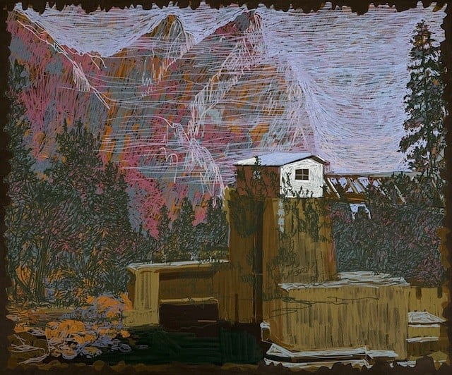 Asta Rode, Das Tal, Acrylstift auf Leinwand, 100 x 120 cm, 2025