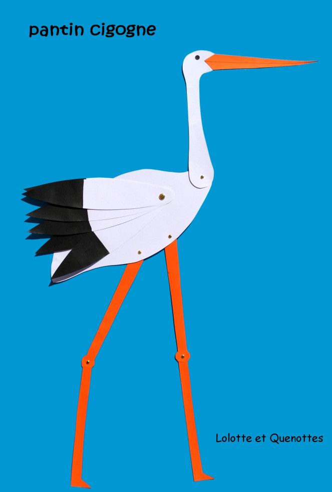 bricolage animaux lolotte et quenottes pantin cigogne gabarit
