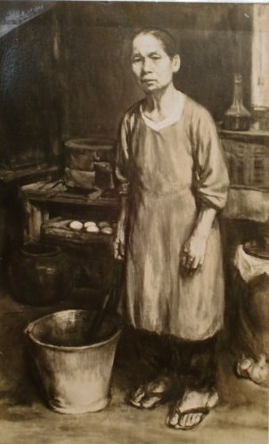 母の立像　50号　油彩