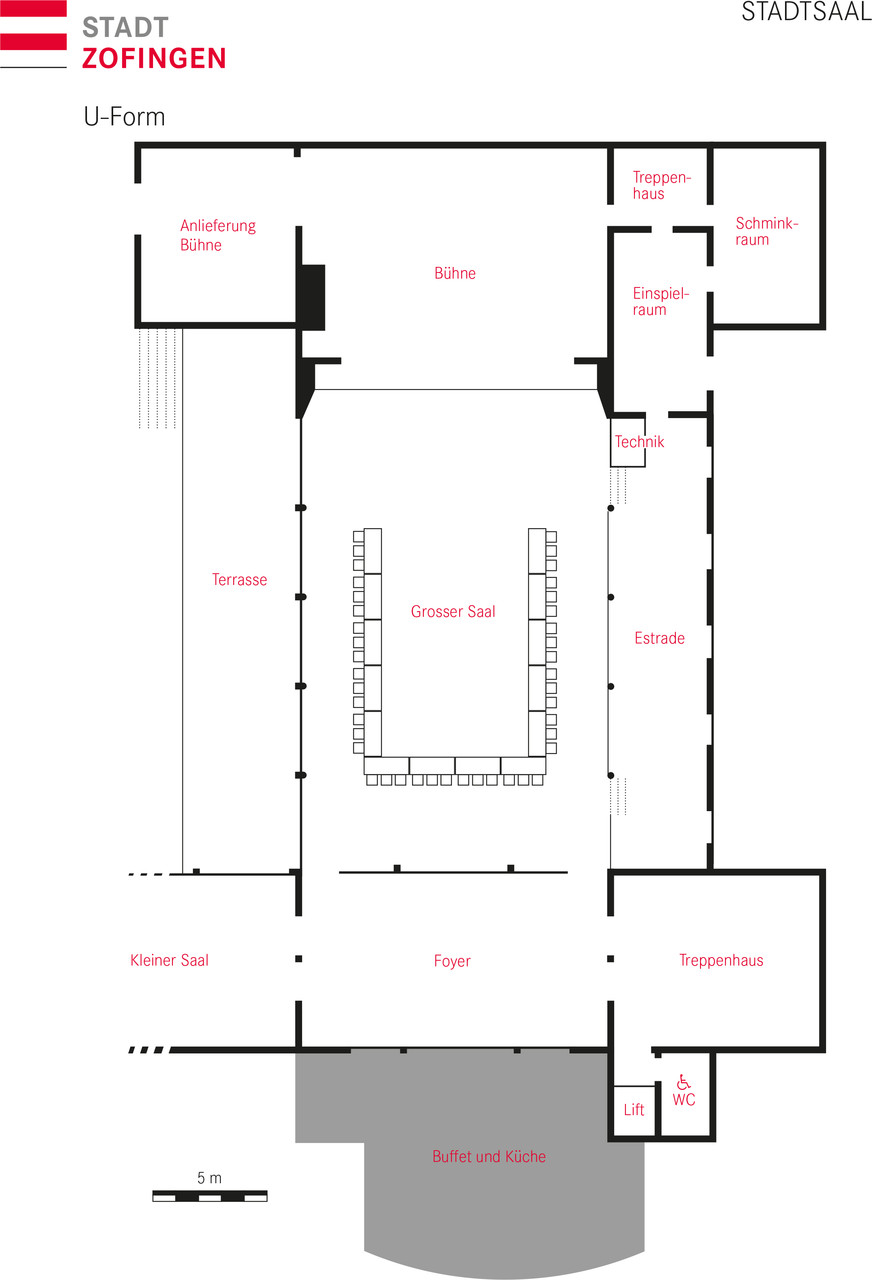 Grosser Saal Bankettbestuhlung U-Form