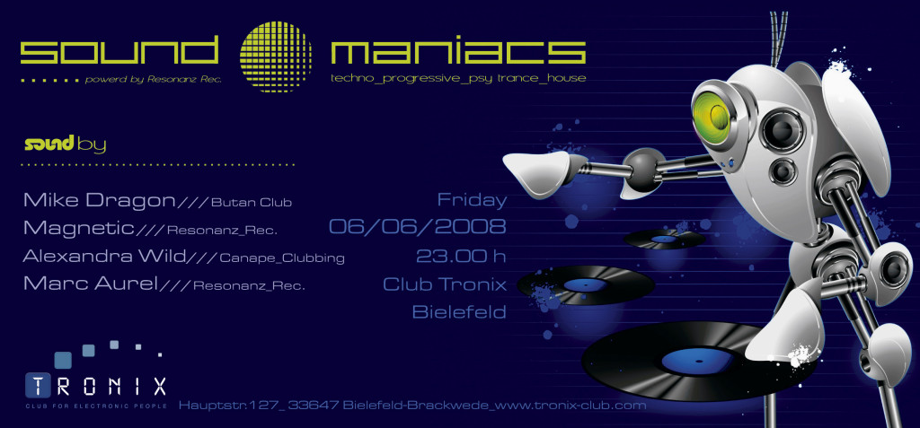 Flyer Partyreihe "Soundmaniacs" Vol.1-3