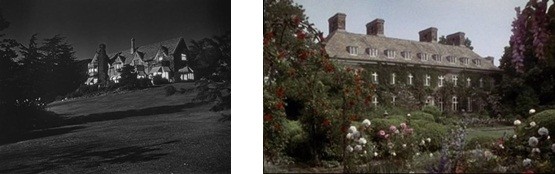 Les deux demeures des Larrabee dans l'original et dans le remake.