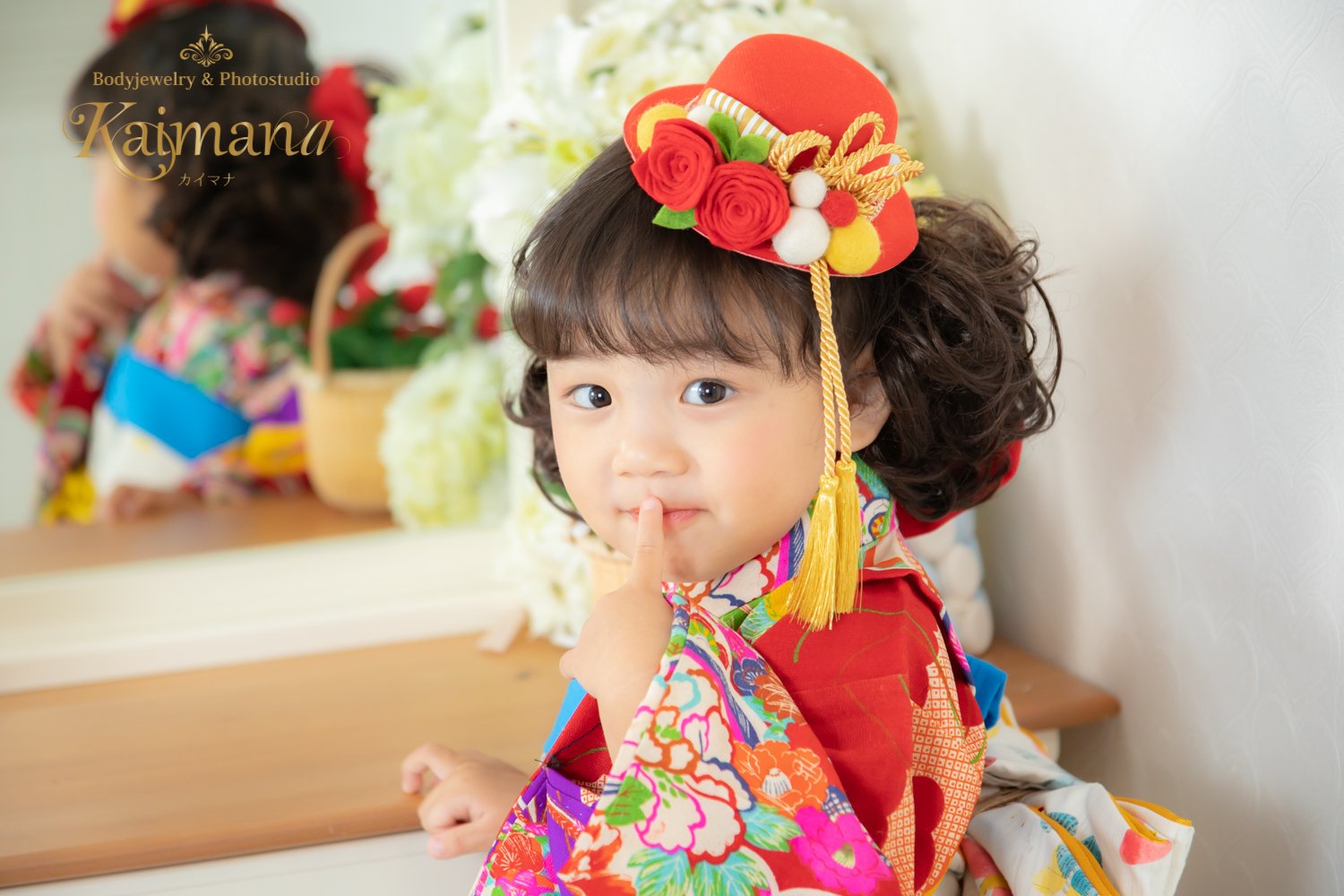 キモノガール衣装の七五三撮影│三歳女の子