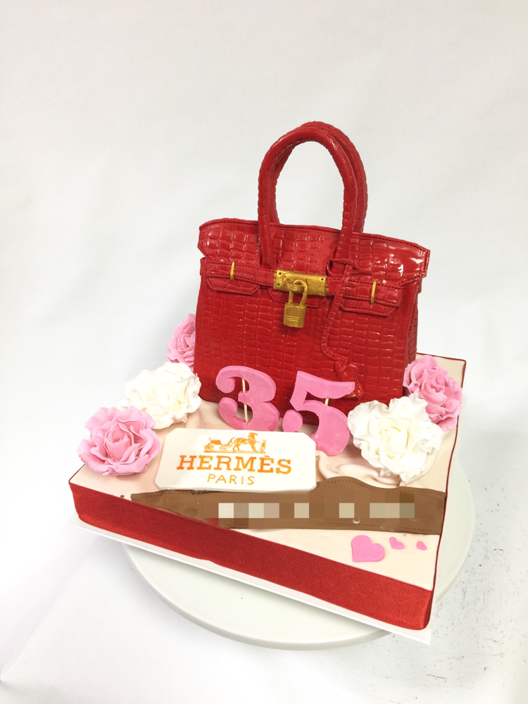 #バーキン #赤色 #誕生日ケーキ #ファッション #hermescake #bagcake #fondantcake #birthdaycake #red #35