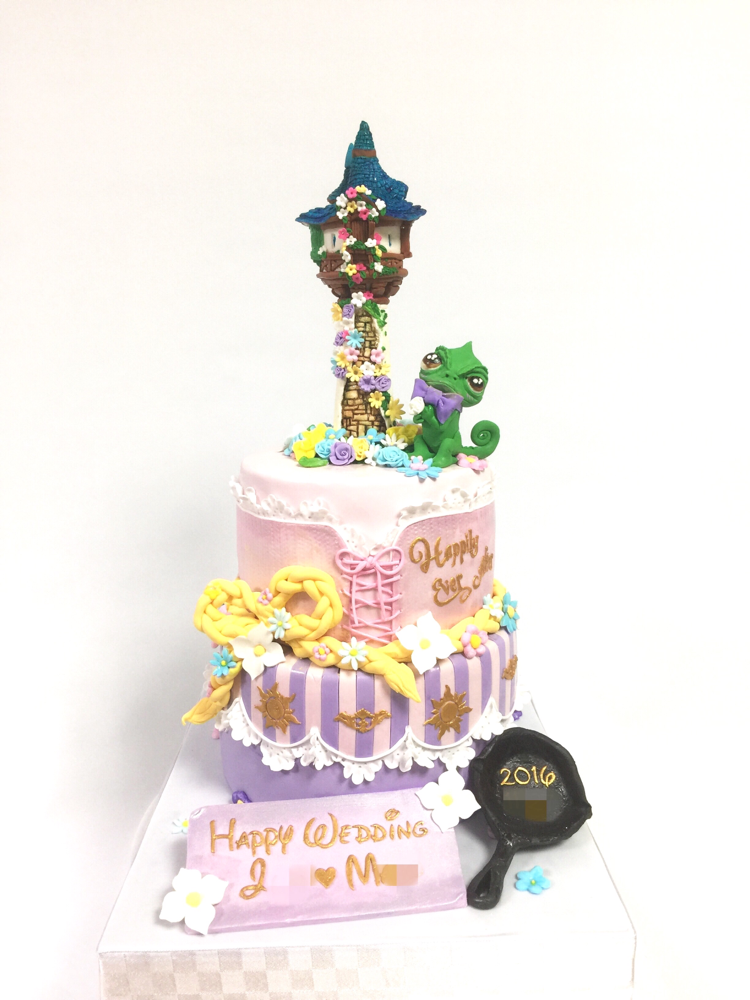 #ラプンツェル #塔の上のラプンツェル #ラプンツェルドレス #ドレスイメージ #2段ケーキ #ラプンツェル風  #フライパン #👑 #🎂 #🇯🇵 #Rapunzel #cake #fondantcake #wedding