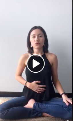 A screenshot of Ambra, Nutrition and Lifestyle Coach at Levitise, performing the '4-6-8 deep belly breathing' relaxation exercise.