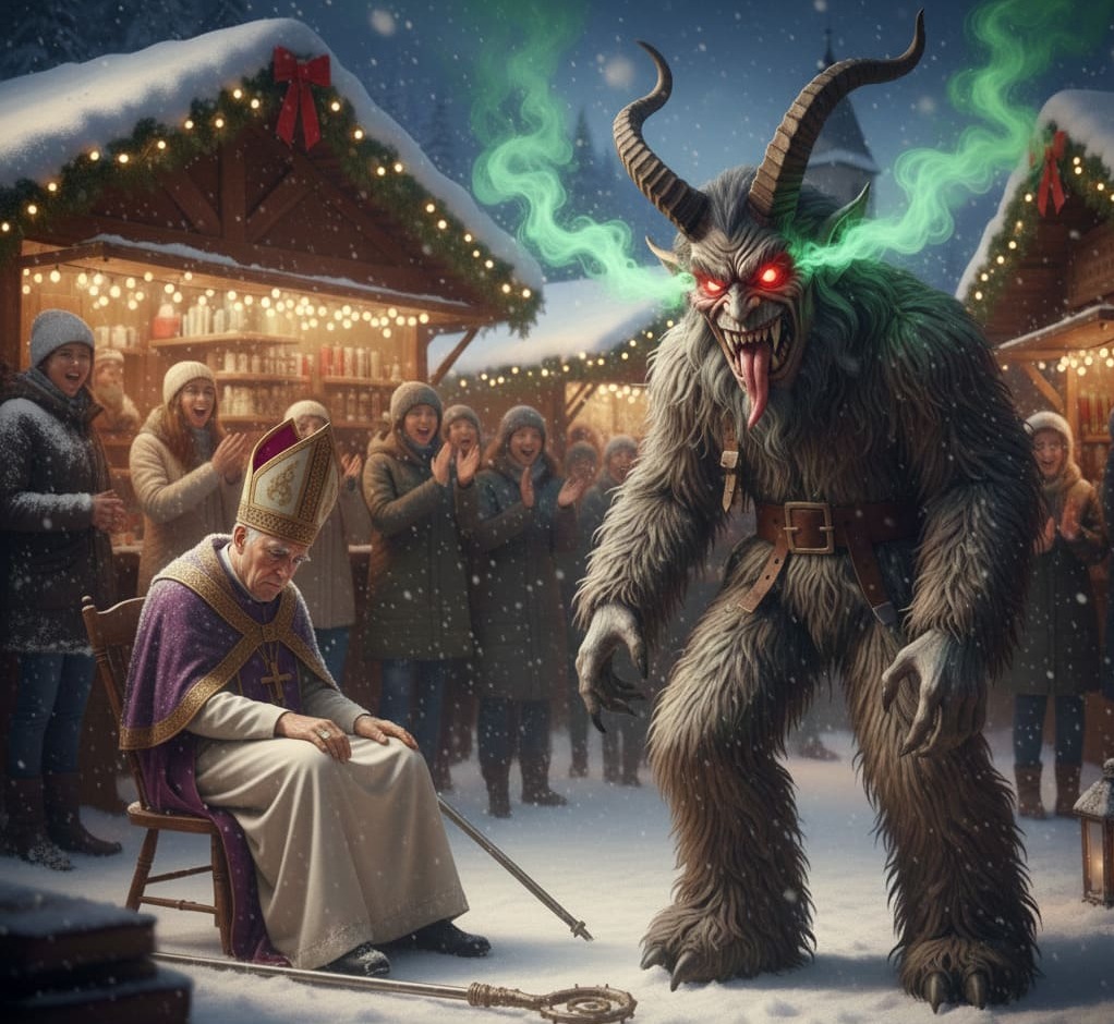 Wie der Krampus den hl. Nikolaus vom Thron stößt – ein Adventstraum vom Reschenpass