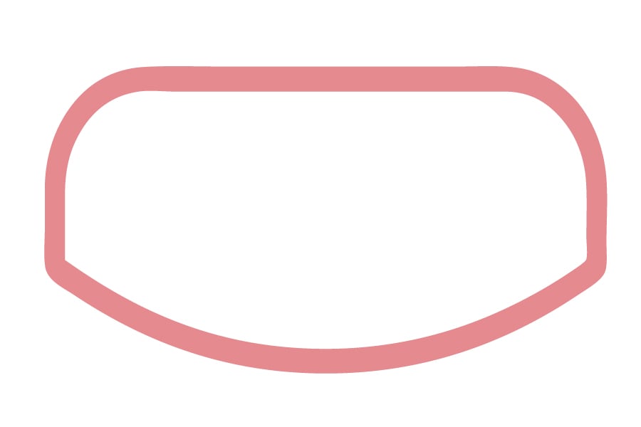 DRE - Vierkant, Außenecken abgerundet, innen bombiert