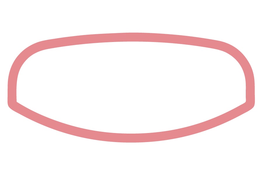 ANE - Außen schwach gewölbt, Außenecken abgerundet, innen bombiert