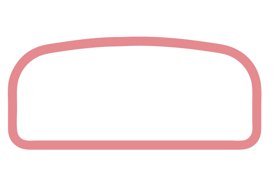 AN - Außen schwach gewölbt, Außenecken abgerundet