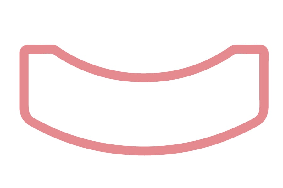 HOE - Vierkant, außen Hohlkehle mit Flächen, innen bombiert 