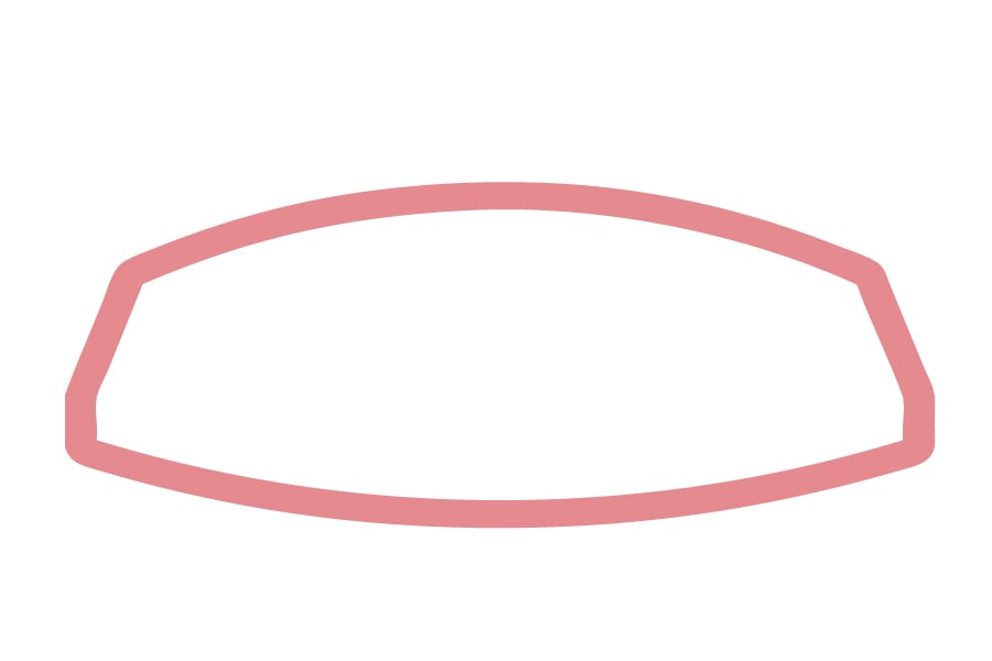 HSE - Außen gewölbt, Seiten geschrägt, innen bombiert