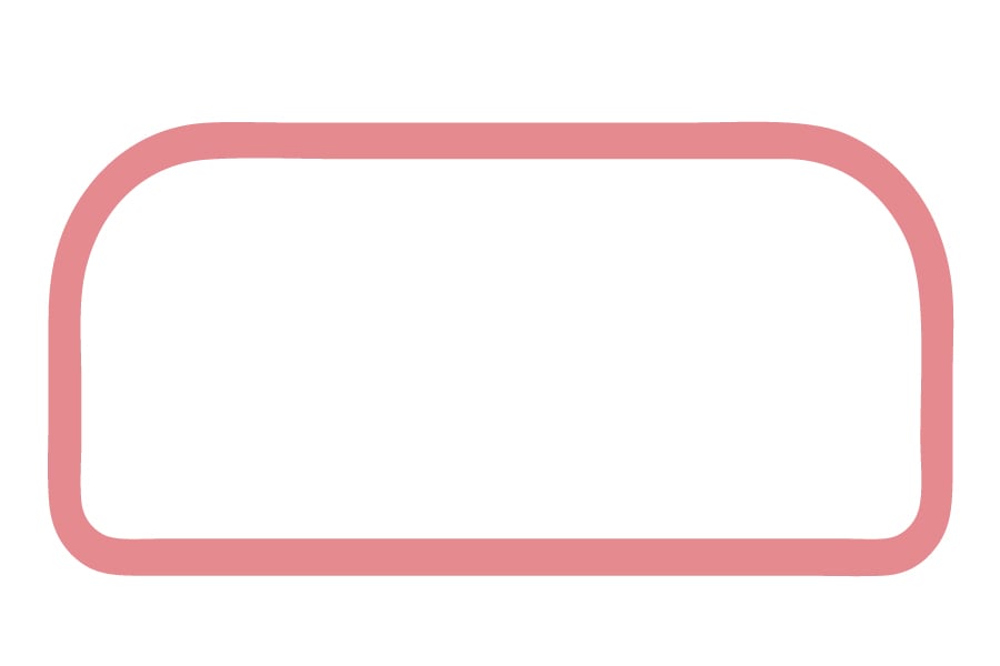 DR - Vierkant, Außenecken abgerundet 