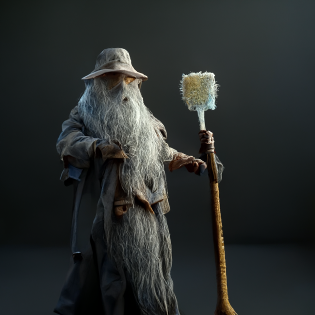 gandalf with toilet brush in his hands, ultra realistic, cinematic, 4k, highquality