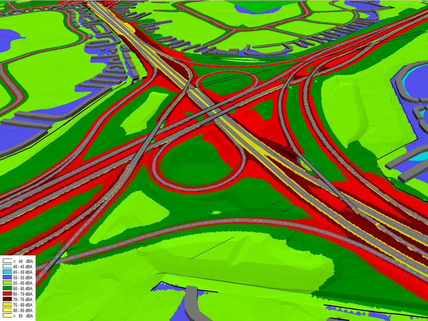 Noise Model of Large Roadway Interchange