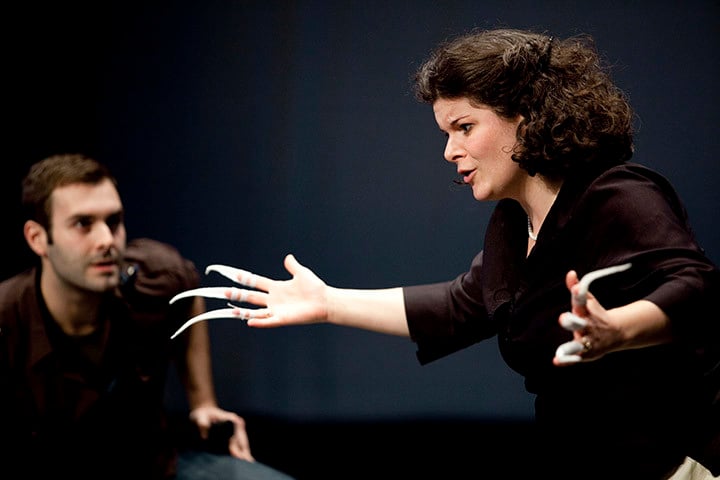 En répétition, Chérot (Sylvain Paré) et Tourterelle (Stéphanie Pothier)