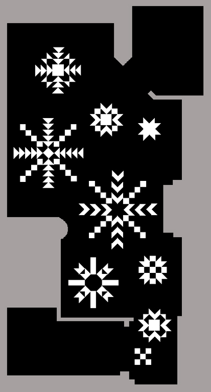 Etude graphique, hall du chalet, dessins flocons de neige