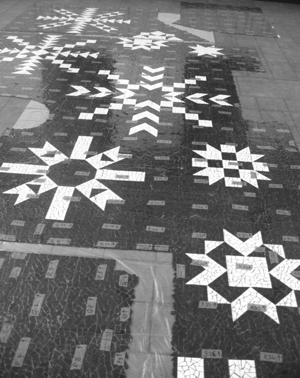 mosaïque de sol, 5x5 grès cérame casson 5x5, flocons vérification au sol