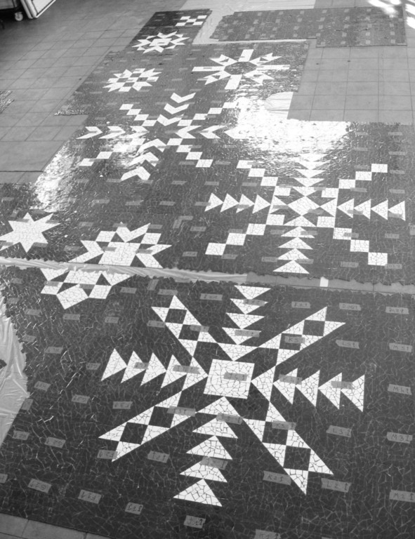 mosaïque de sol, 5x5 grès cérame casson 5x5, flocons vérification au sol