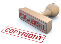 Roter Stempel mit Aufschrift "Copyright"