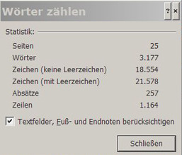 wörter zählen, zeichen zählen