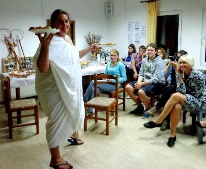 Presentation of Greek traditional foods and ancient costume