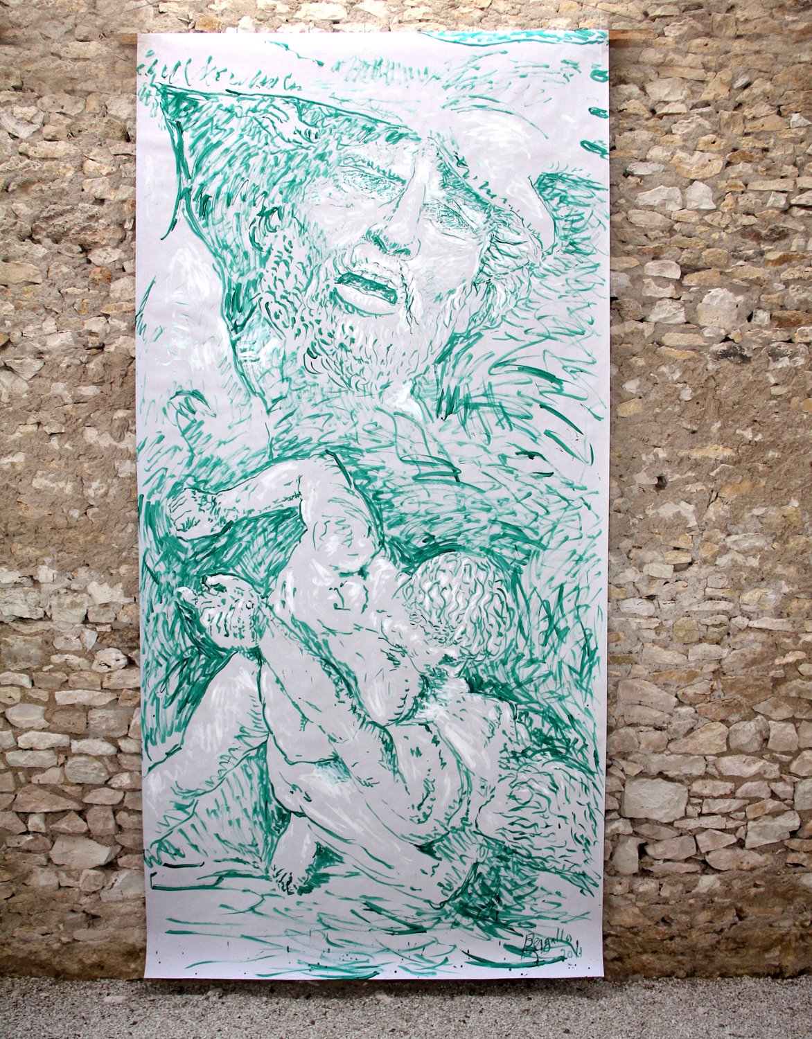HERCULE ET DIOMÈDE, acrylique sur papier, 4.50 m x 2.20 m, 2011