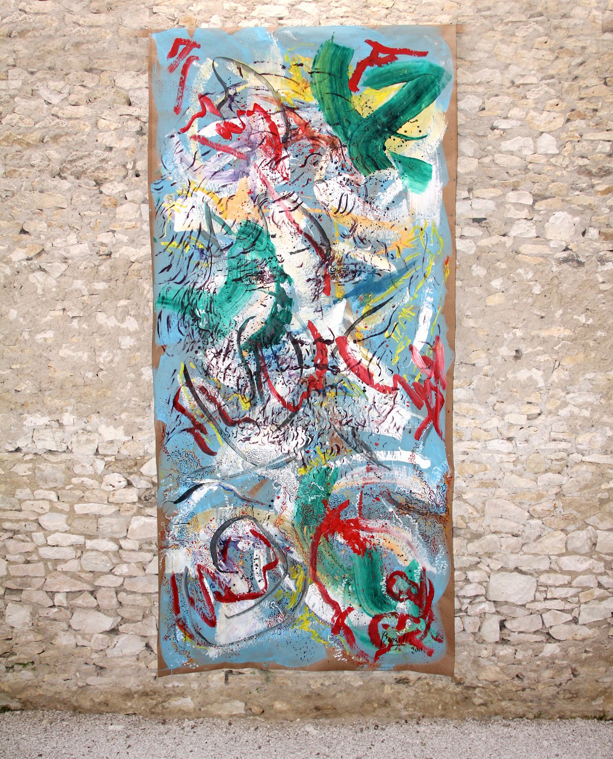 L'UNION D'HERCULE AVEC L'ÂME, acrylique sur papier, 4.50 m x 2.20 m, 2011