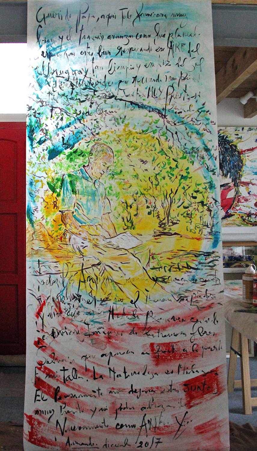 LETTRE À MON PÈRE, acrylique sur support synthétique, 2.40 m x 100 cm, 2017