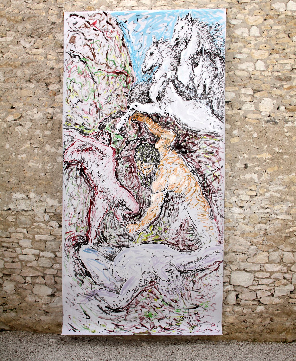 LIBÉRATION DE THÈBES, acrylique sur papier, 4.50 m x 2.20 m, 2011
