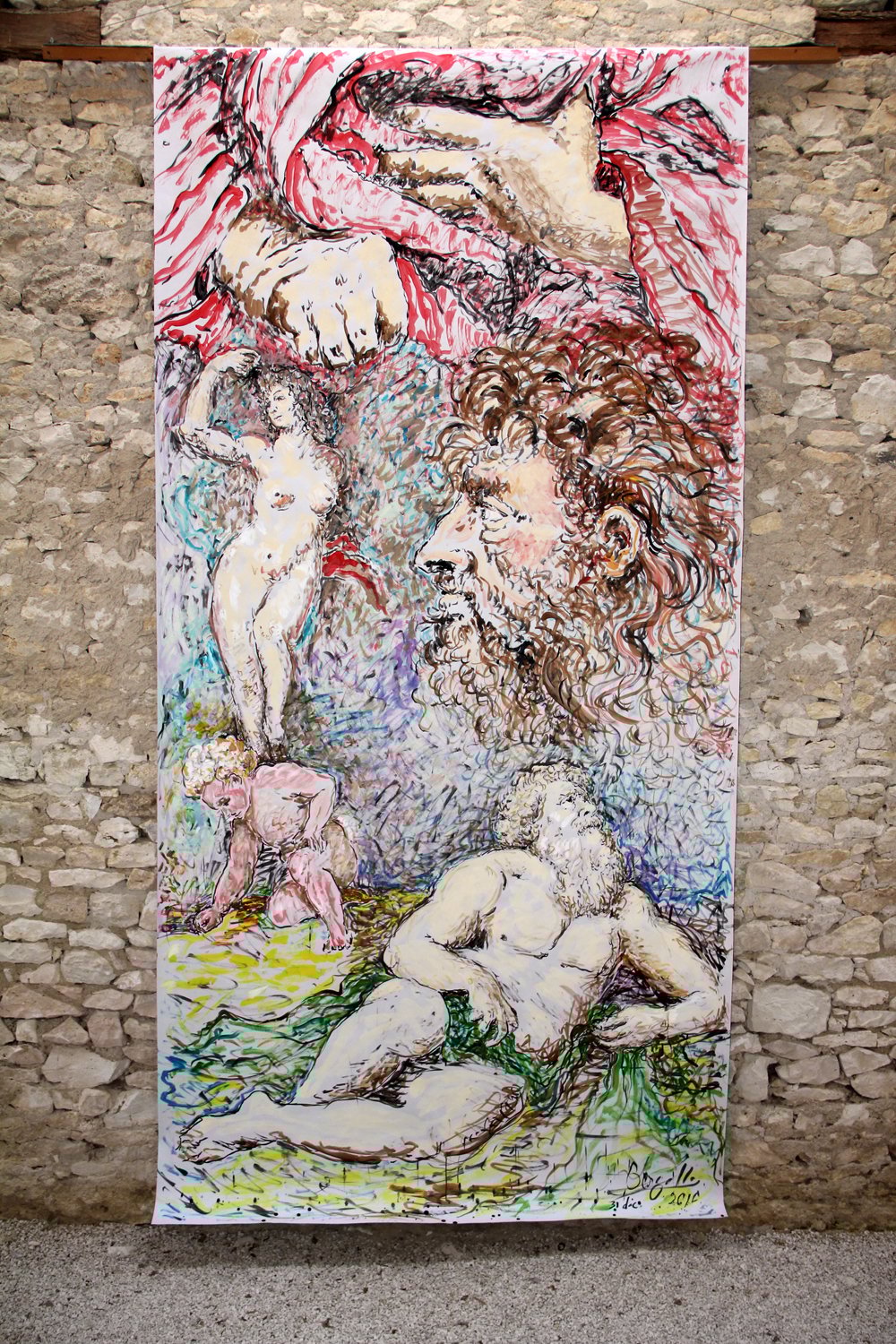 ZEUS PROTECTEUR, acrylique sur papier, 4.50 m x 2.20 m, 2011