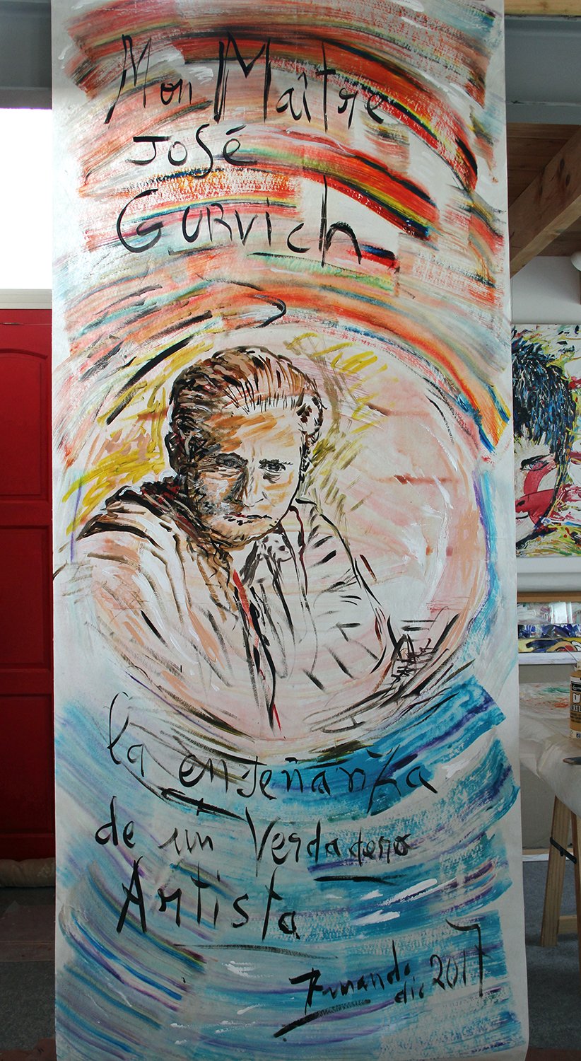 MON MAÎTRE JOSÉ GURVICH, acrylique sur support synthétique, 2.40 m x 100 cm, 2017