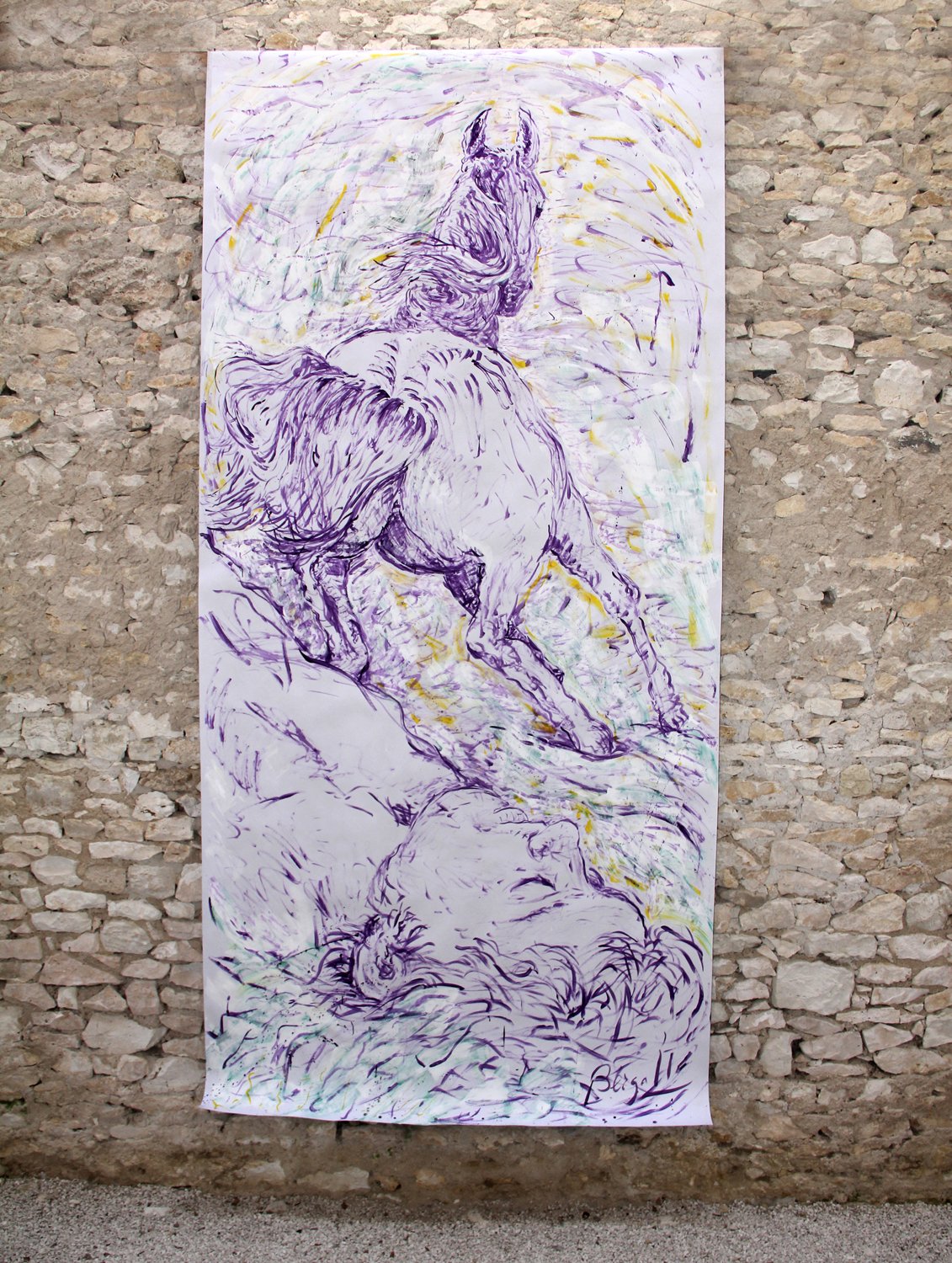 LE CHEVAL D'HIPPOLYTE, acrylique sur papier, 4 m x 2 m, 2011