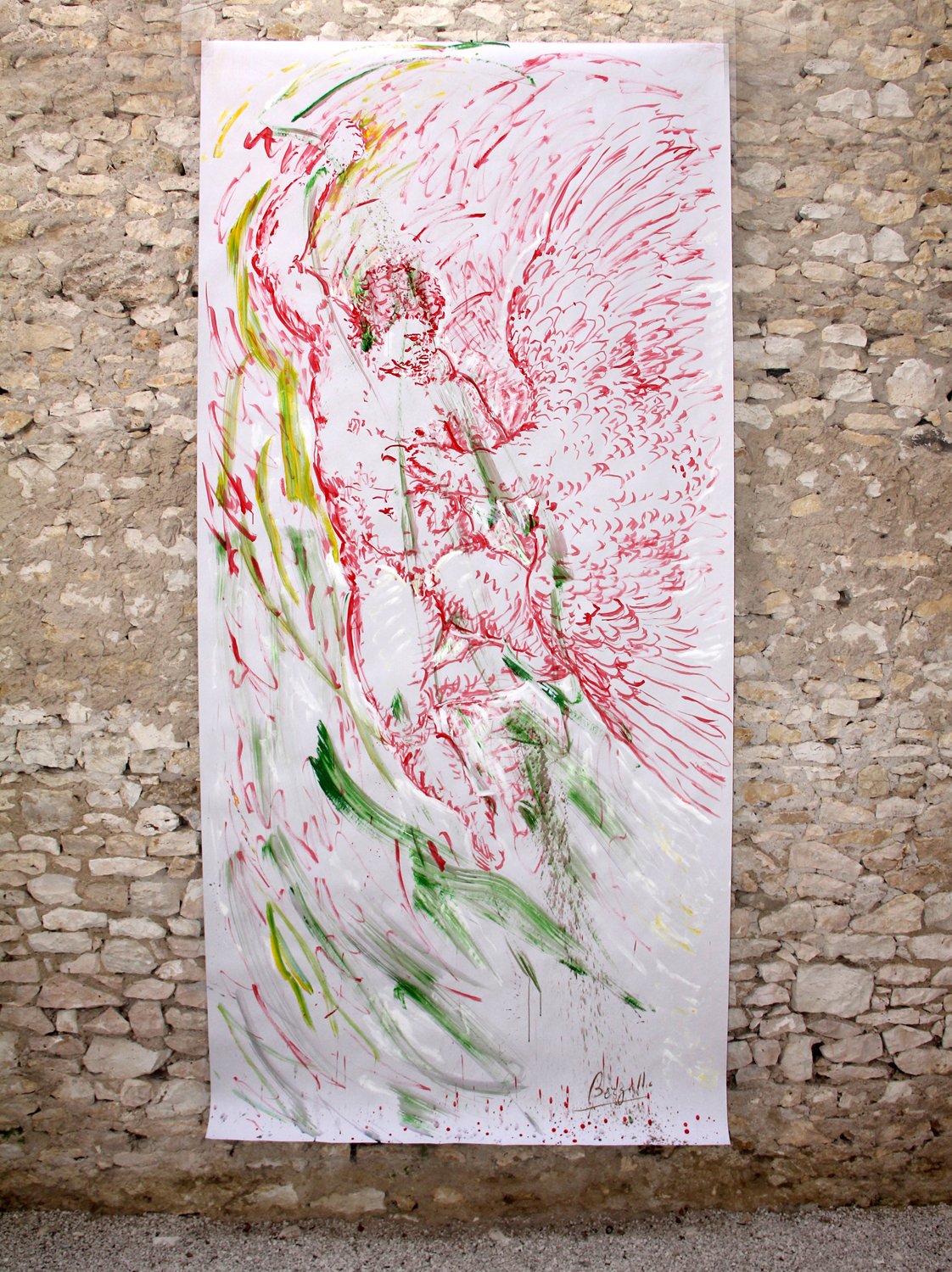 DÉLIVRANCE DE PROMÉTHÉE, acrylique sur papier, 4.50 m x 2.20 m, 2011