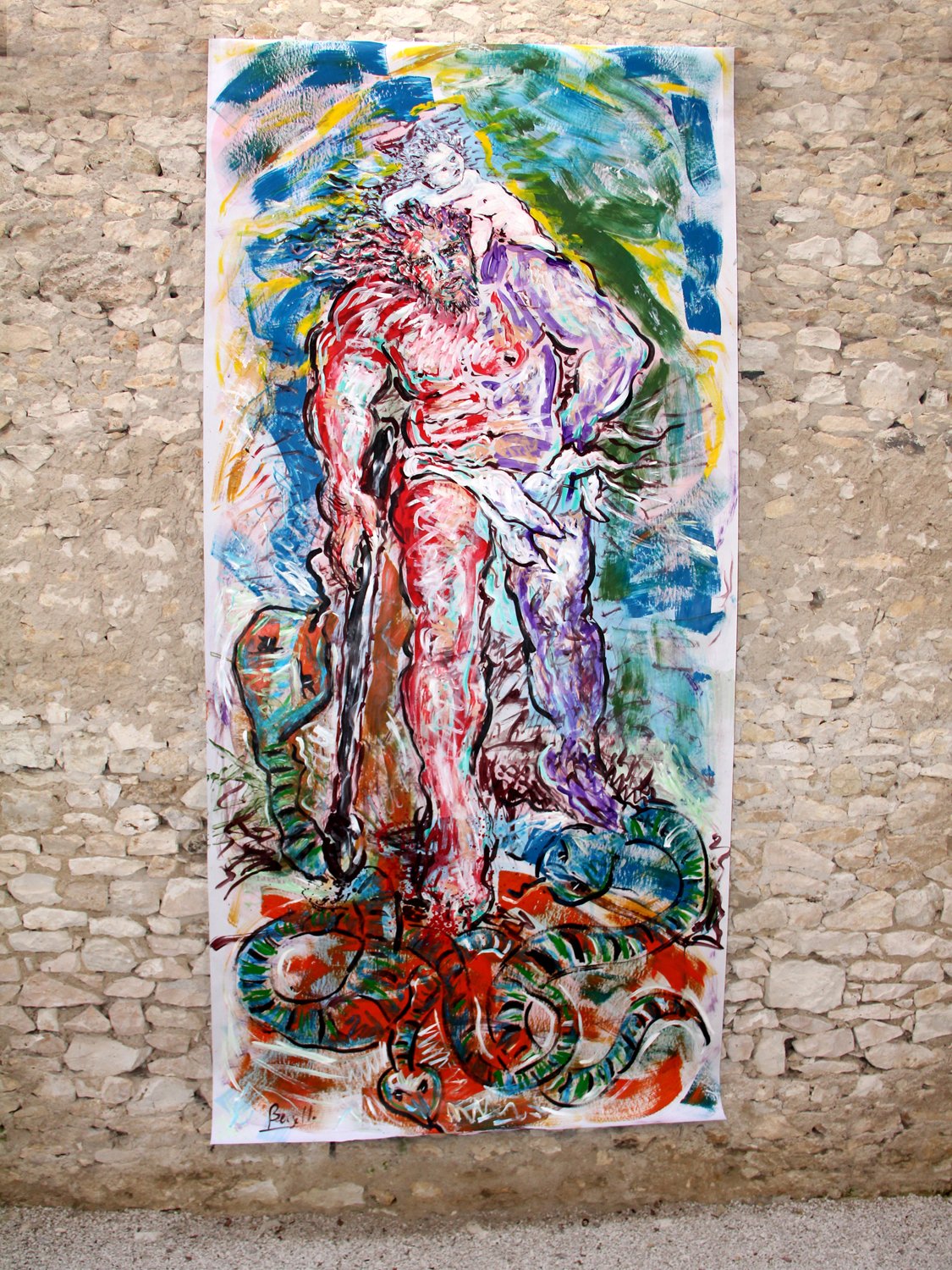L'HYDRE DE LERNE, acrylique sur papier, 4.50 m x 2.20 m, 2011