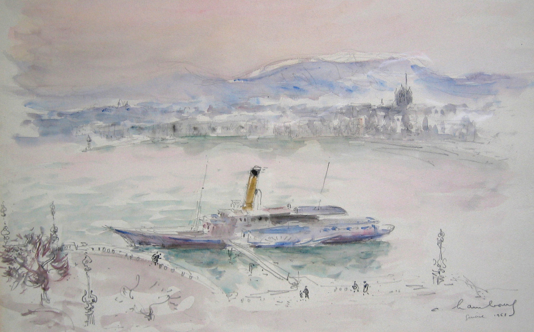 1968 Genêve Aquarelle