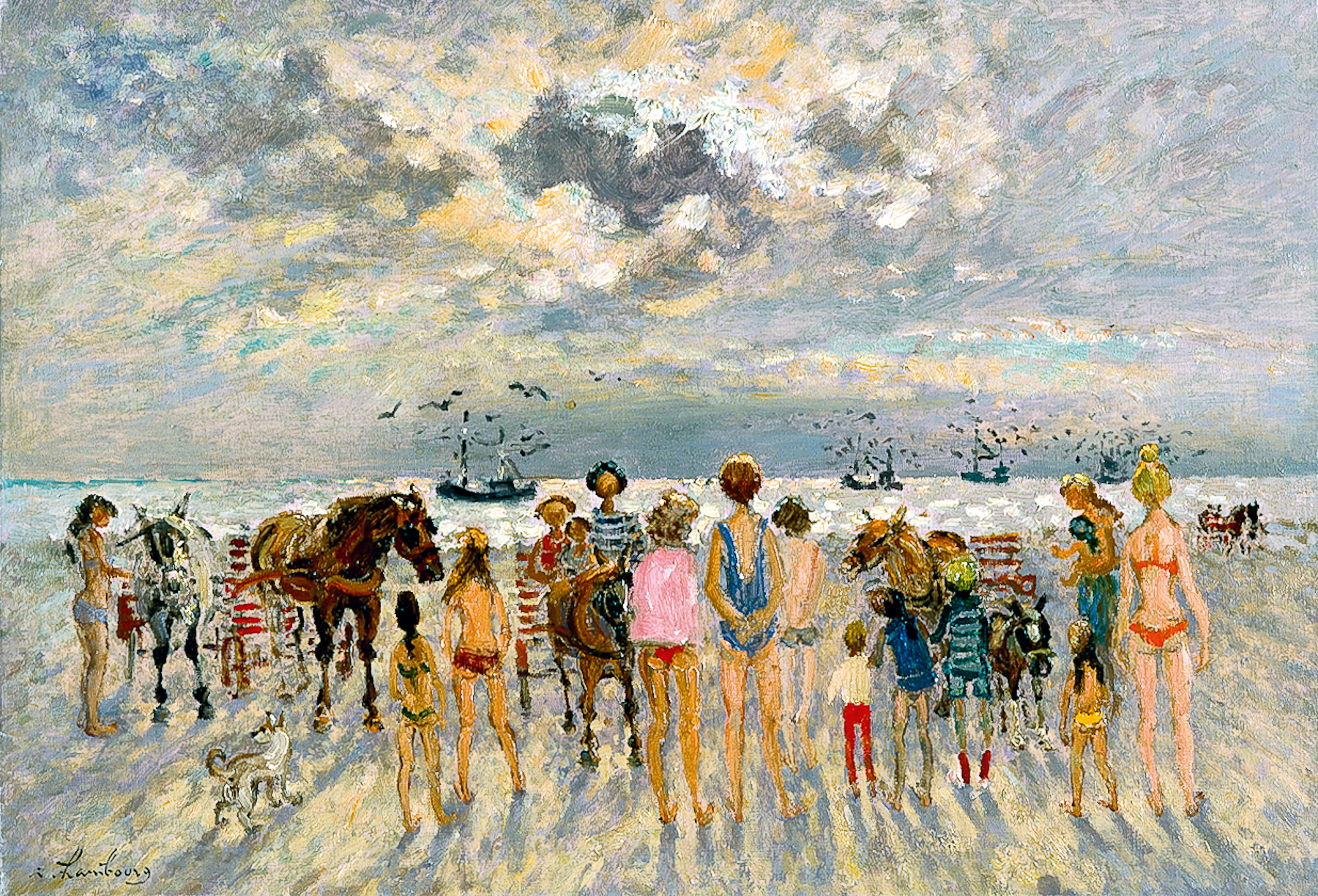 «Marée montante, Trouville, les petits chevaux» 1979, 50cmx73cm, PLT161