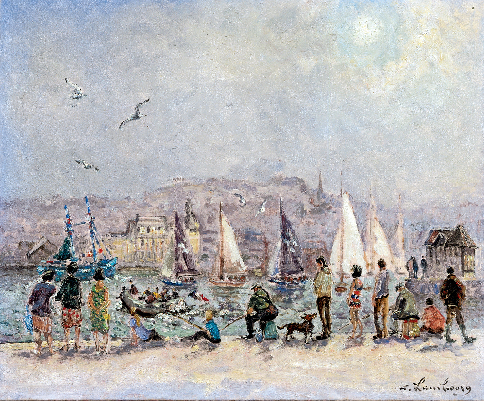 Sur le port le matin marée haute 1973 54x65cm POR30