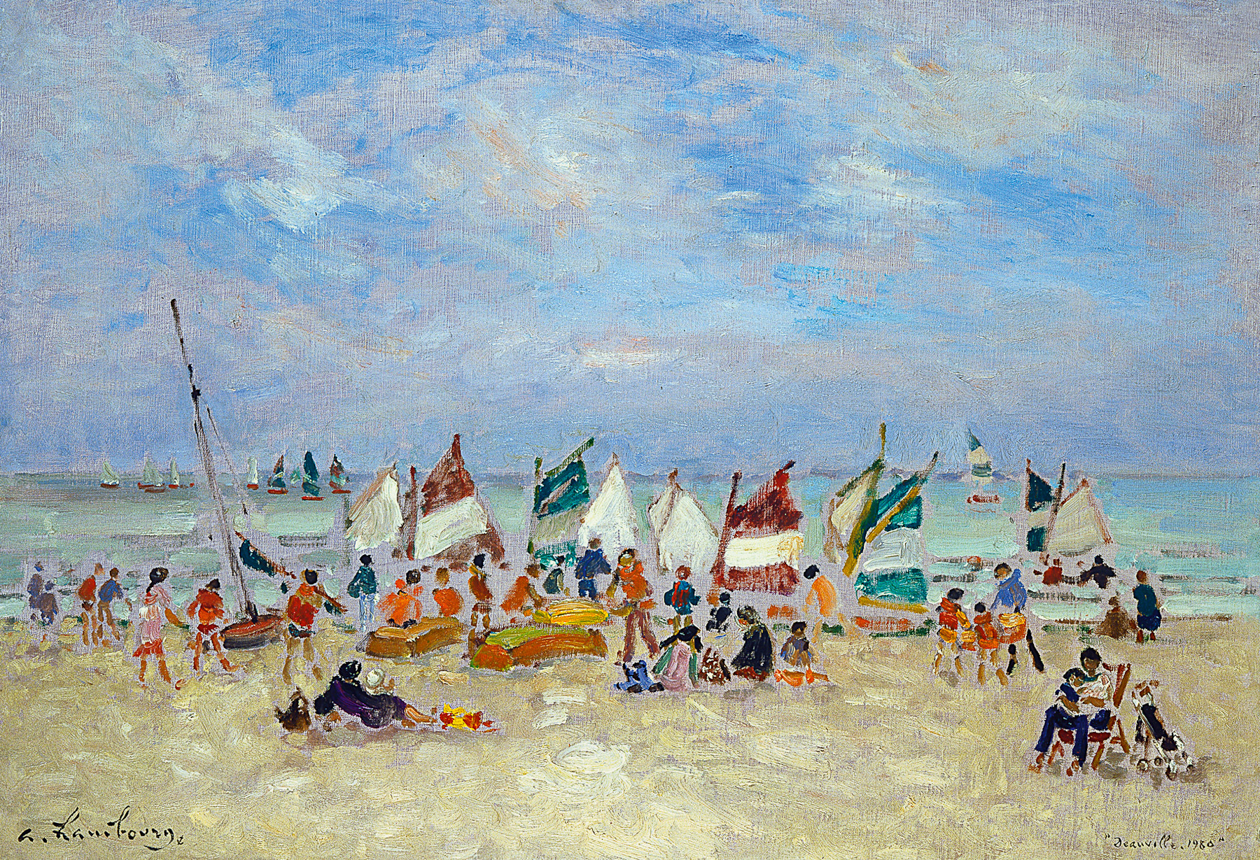 «A Deauville, l’école de voile, temps doux» 1980, 50cmx73cm, PLD55