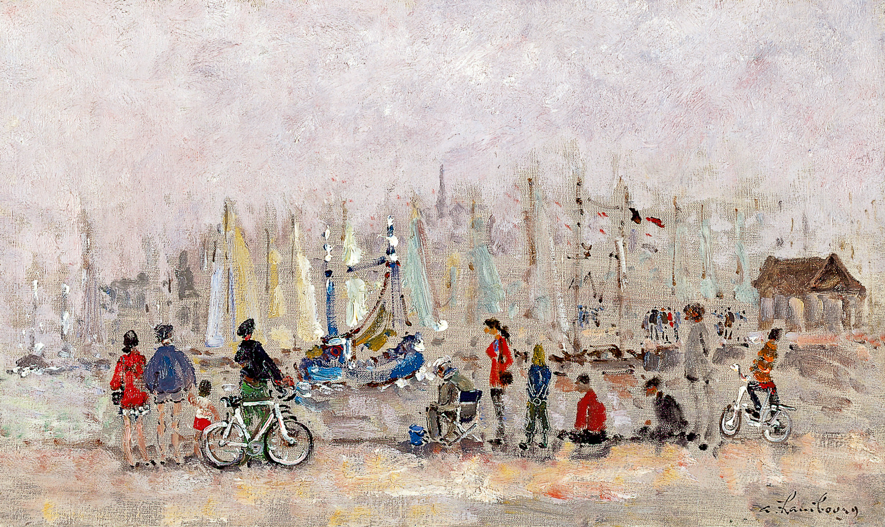 «Sur l’avant-port, le matin en automne» 1974, 33cmx55cm, POR33 