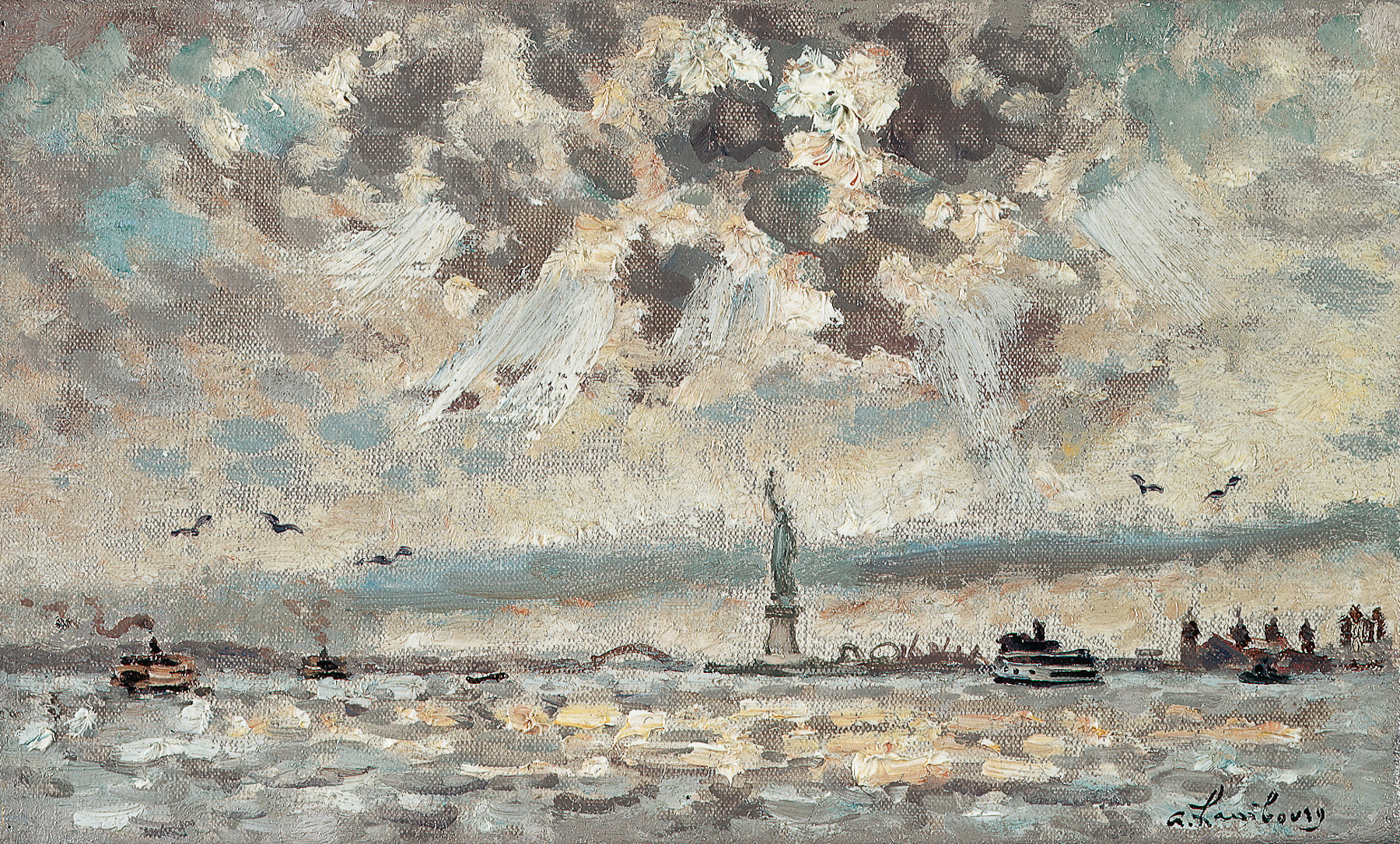 «Vers la Statue à New York» 1973, 16cmx27cm, NY13