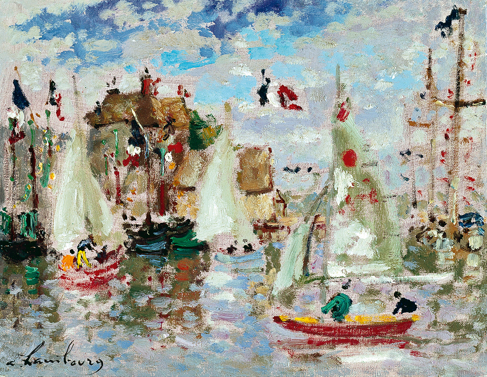 «Jours de fête sur le vieux bassin» 1970, 27cmx35cm, BEF113. Musée Eugène Boudin, Honfleur
