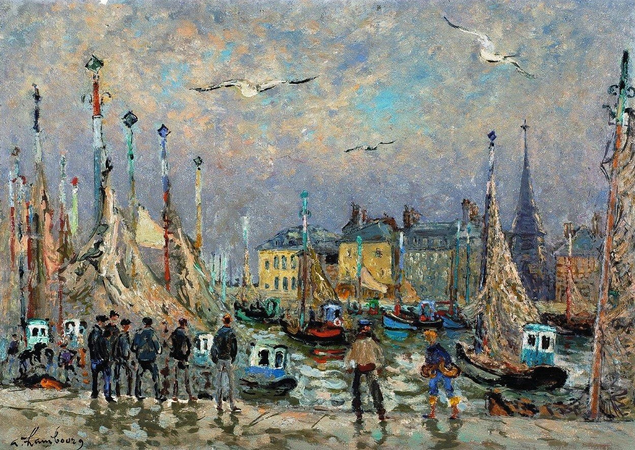 A Honfleur les bateaux de pêche, non daté, 46x65cm HF189