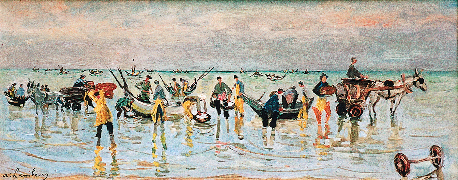 «Le retour des pêcheurs» 1959, localisationInconnue, 40cmx100cm, GP 55