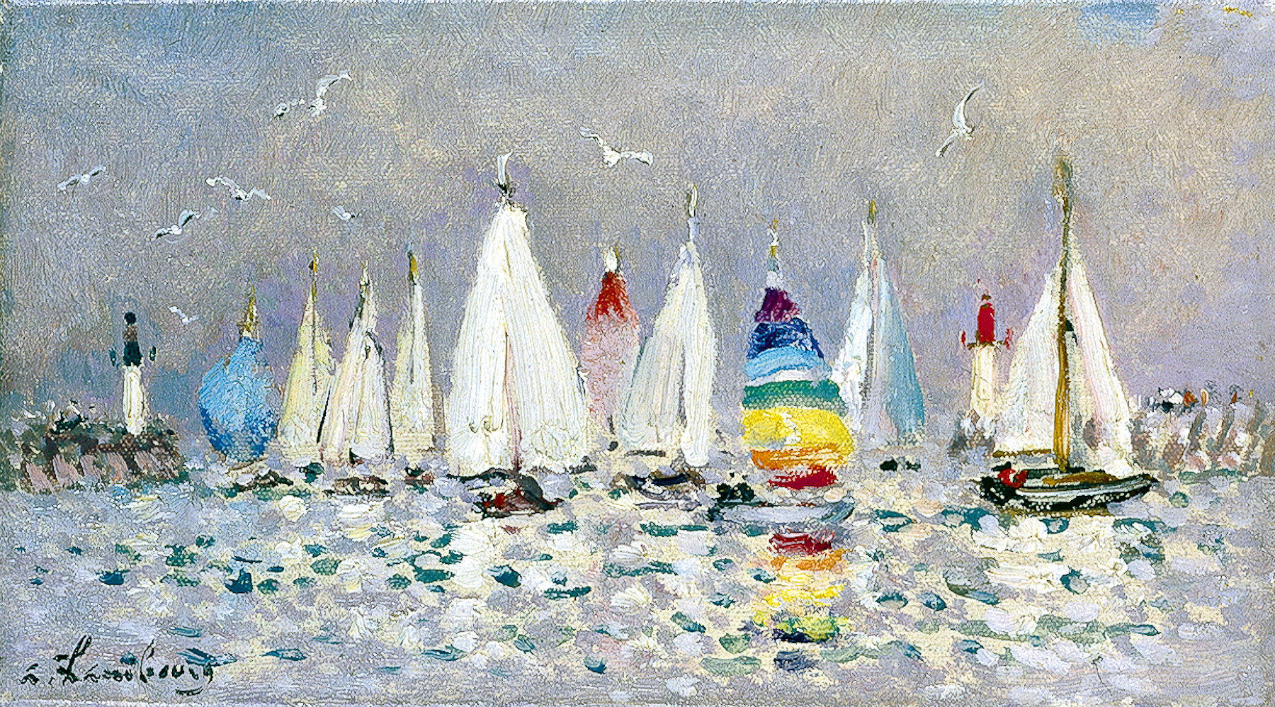 «Les voiliers rentrent» 1973, 12cmx22cm, BAN50