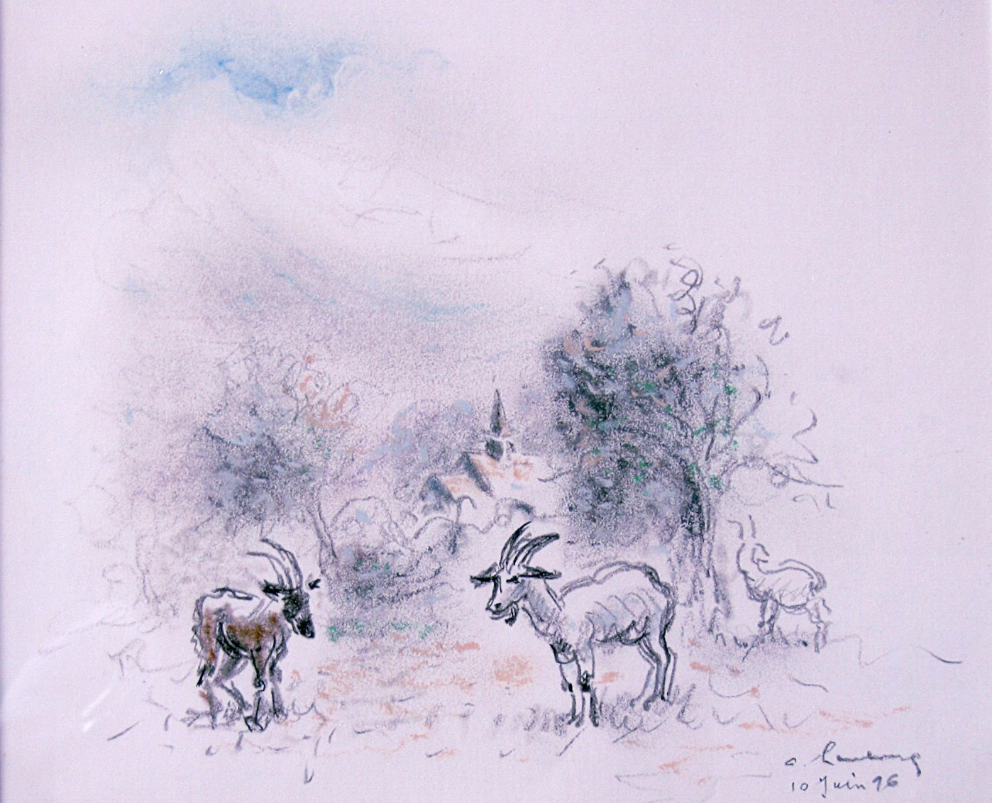 1996 mes 3 chèvres Pastel