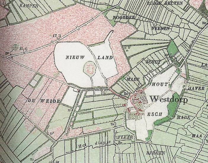 Topografische kaart van Westdorp uit 1898