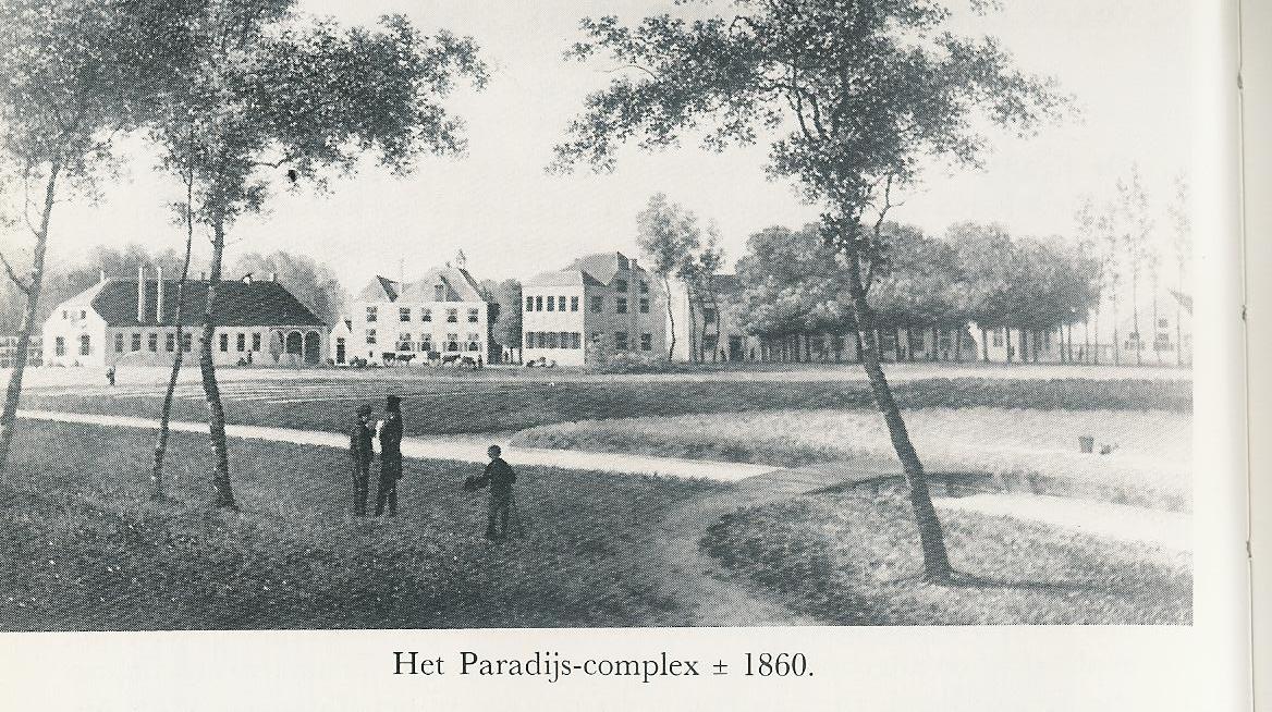 19e-eeuwse prent van Het Paradijs, de huidige Paradijslaan. 